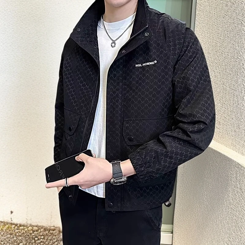 男士立领新款夹克高端潮牌春秋季时尚百搭潮流帅气高级感休闲外套