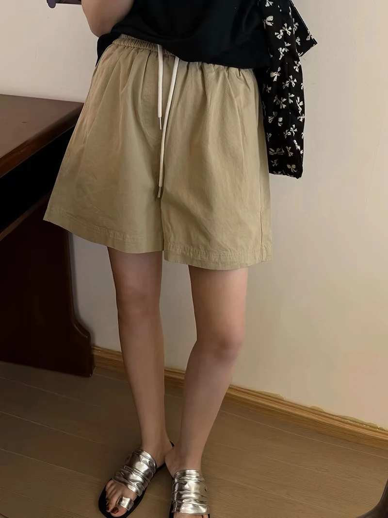 五色抽绳松紧腰短裤
