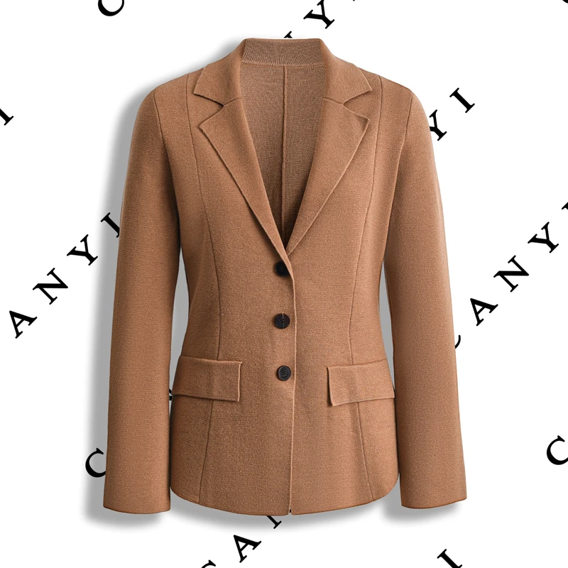 【璨衣】100%细支美丽诺羊毛 时尚简约挺阔感 收腰西装领开衫0036