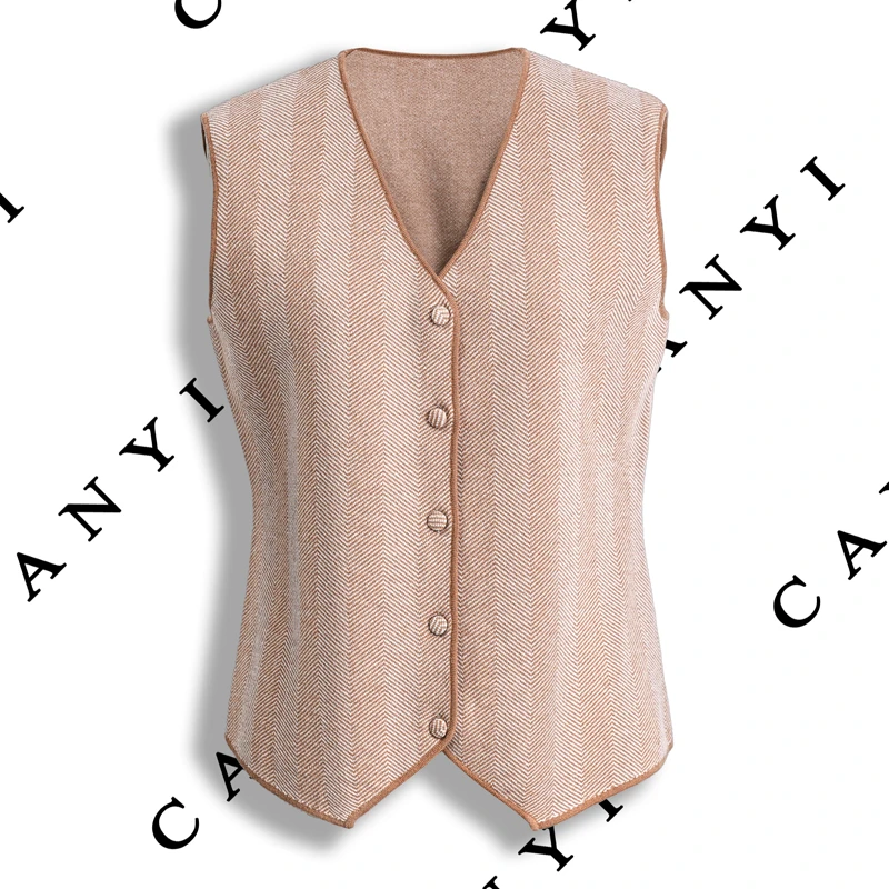 【璨衣】100%美丽诺羊毛 老钱风 简约优雅 精纺羊毛无袖马甲32439