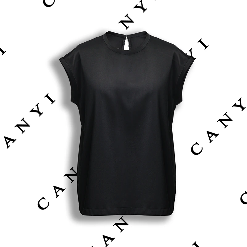 【璨衣】夏季时尚舒适休闲百搭 简约基础款圆领小飞袖短袖B776