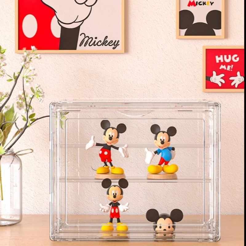 Disney/迪士尼草莓熊米奇盲盒收纳盒收藏柜防尘柜亚克力透明