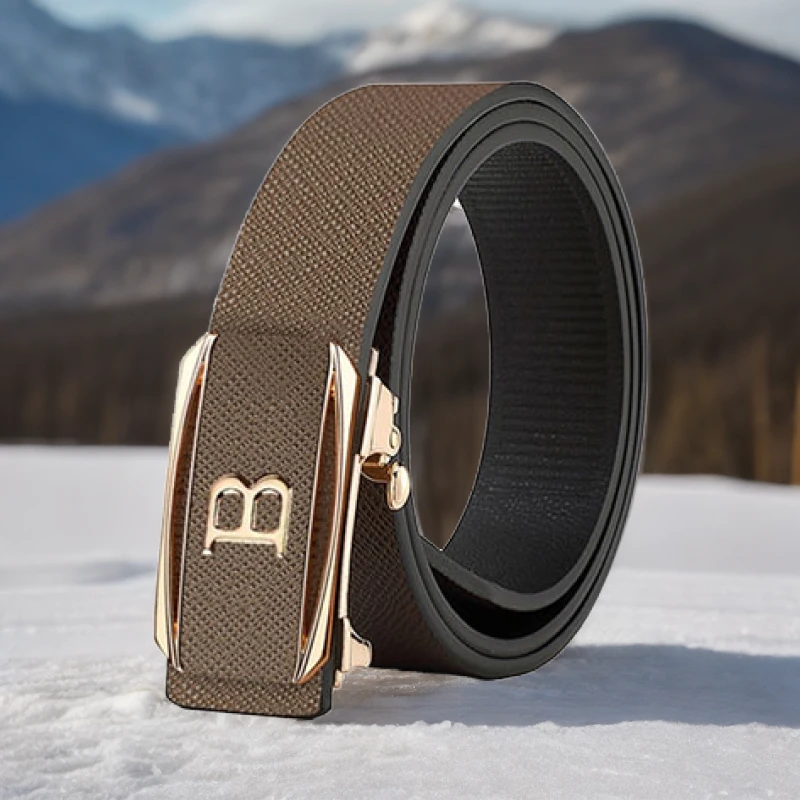 男士腰带金色款字母B皮带休闲潮流裤带百搭无牙自动扣腰带