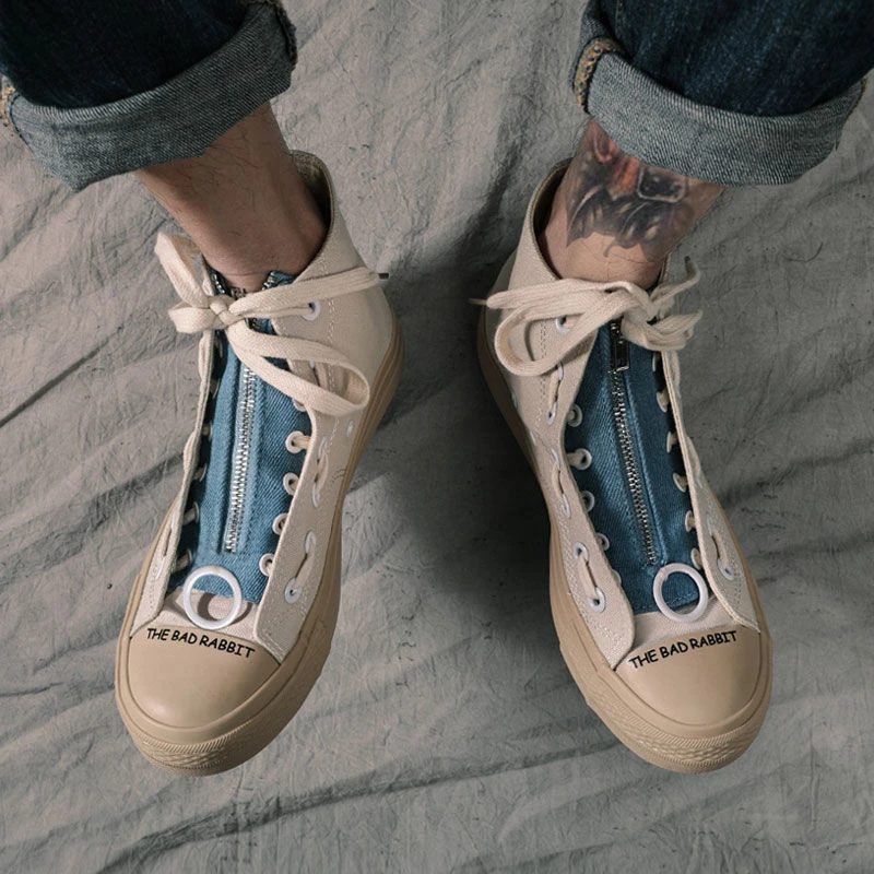 2025高帮帆布鞋男春季学生日系百搭潮鞋ins硫化鞋通用纯色682