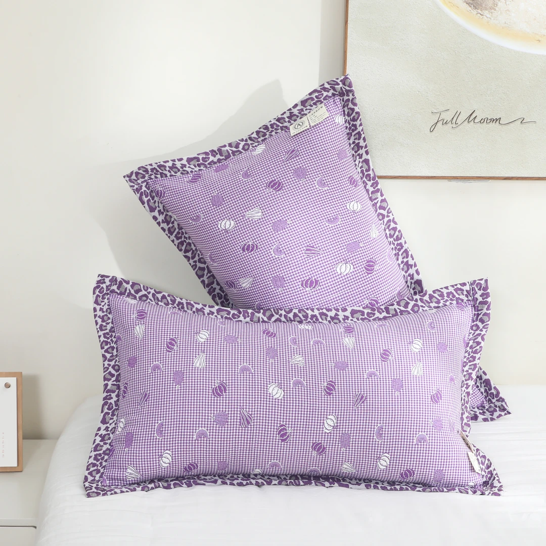 小美满-深紫色细纱纱布枕套50*80cm（两条装）