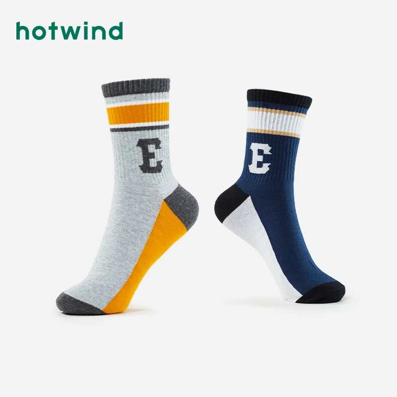 热风2023年秋季新款男士字母拼色中帮袜P082M3303