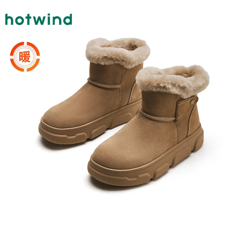 热风新款冬季短筒雪地靴加绒加厚棉靴保暖防滑女棉鞋热风雪地靴