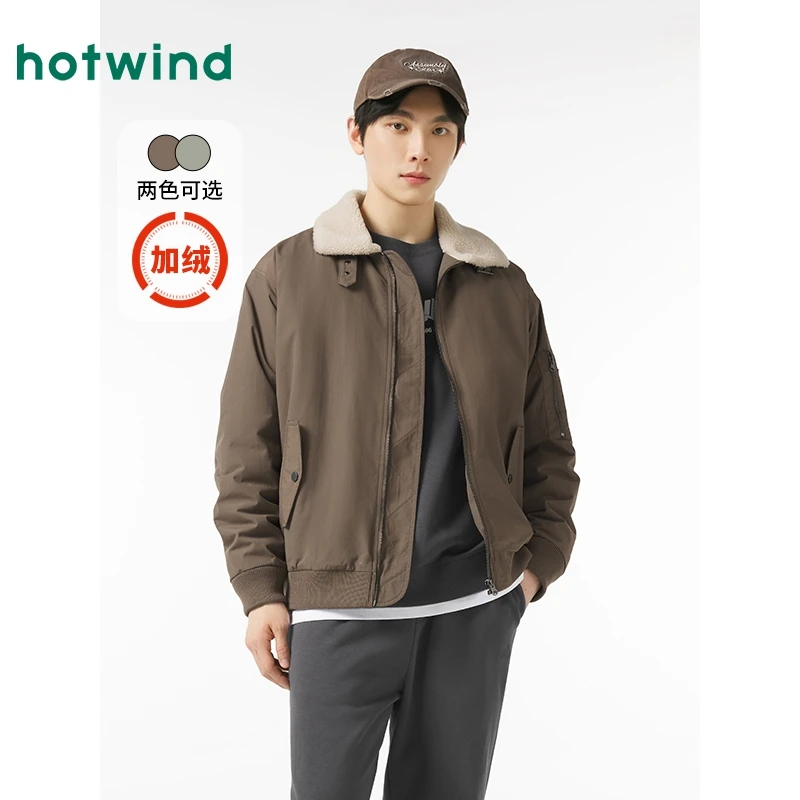 热风新款冬季男士加绒厚款飞行员夹克保暖短款外套棉衣F07M4405