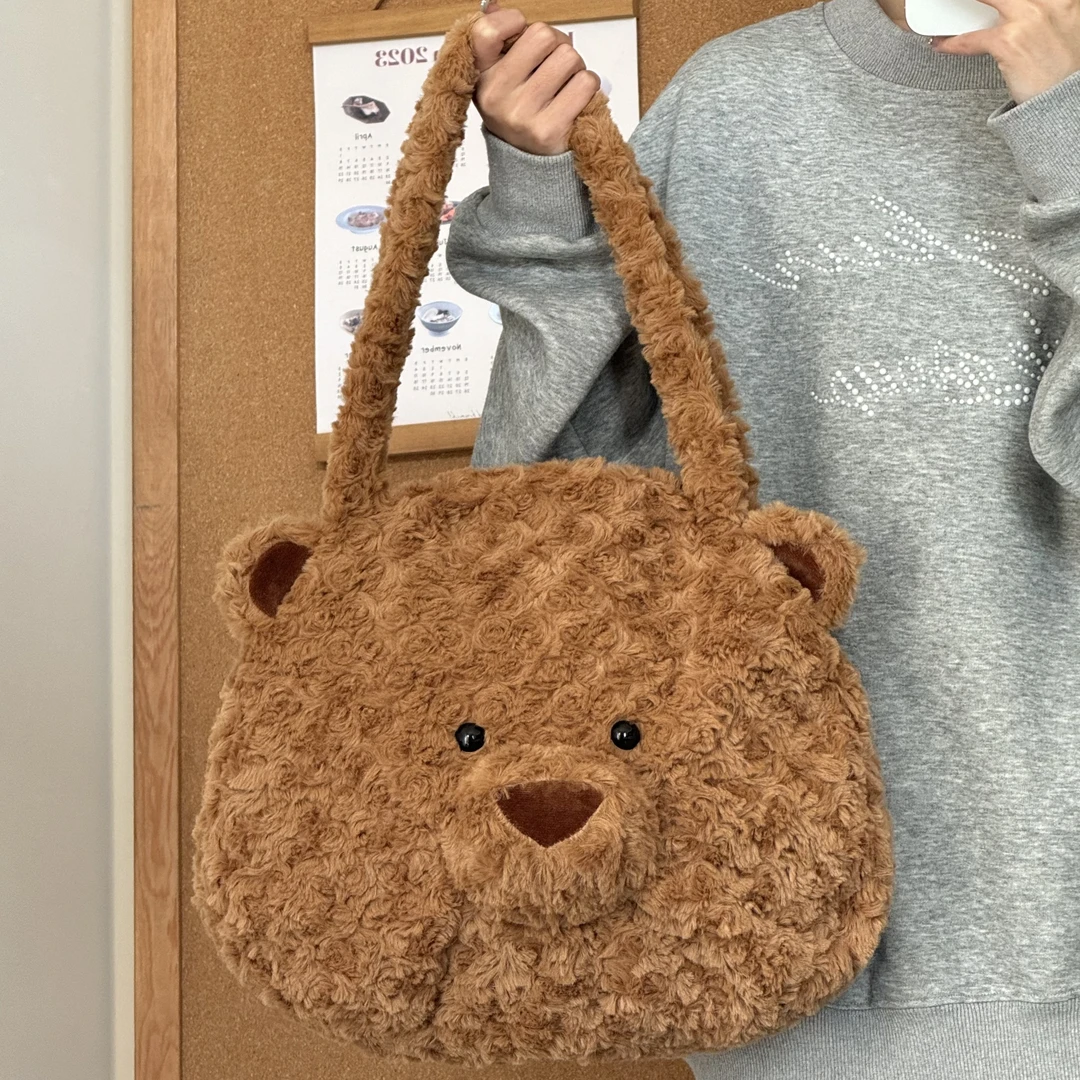 一张同学【长约33cm高32cm宽11cm】可爱小熊手提单肩双肩包C2441咖