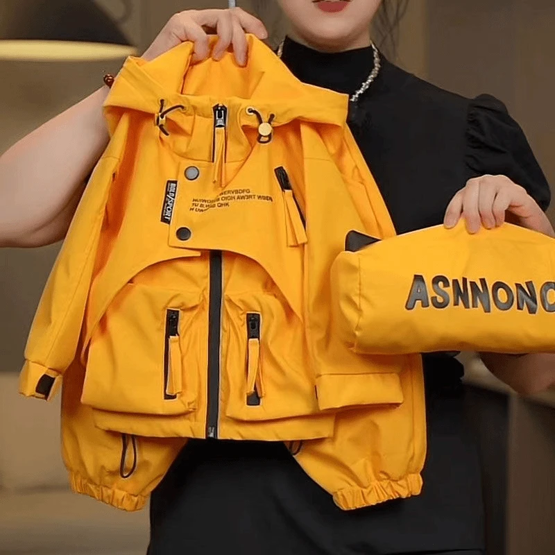 男童秋季外套上衣儿童宽松时髦百搭休闲洋气冲锋衣套装童装春季潮