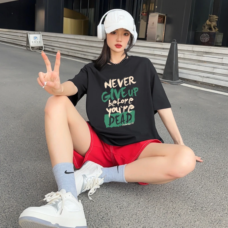 纯棉宽松t恤女卡通印花短袖夏季新款显瘦遮肉上衣ins潮洋气百搭