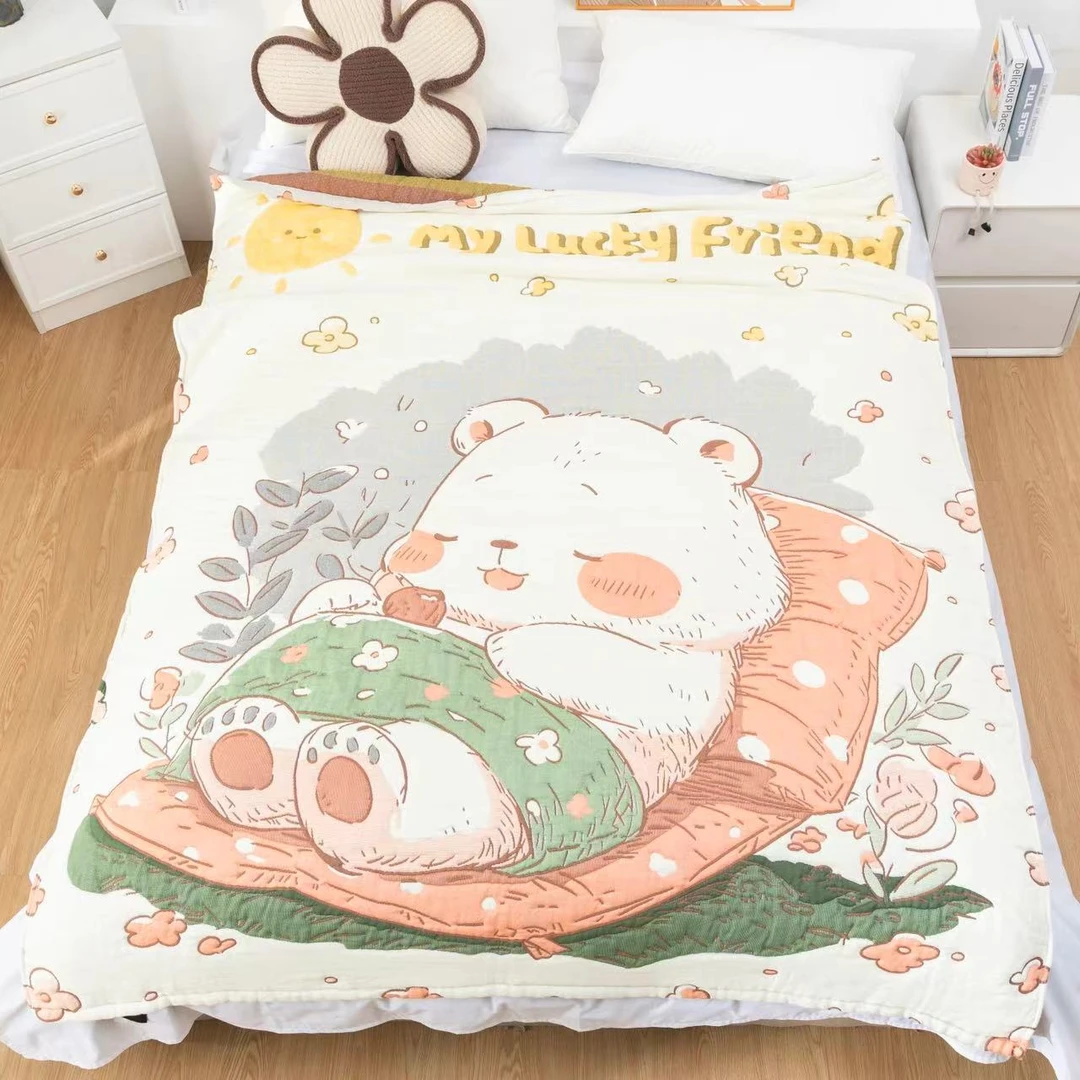 【晚安熊】150*200单人透气亲肤可爱成人柔软泡芙被