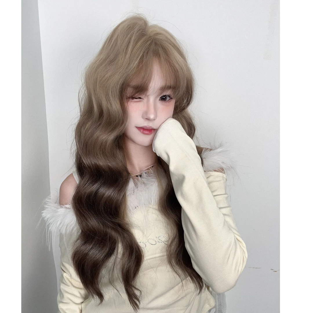 【暹罗猫猫】刘海版渐变暹罗猫配色卷发可爱氛围感仿真头皮全头套