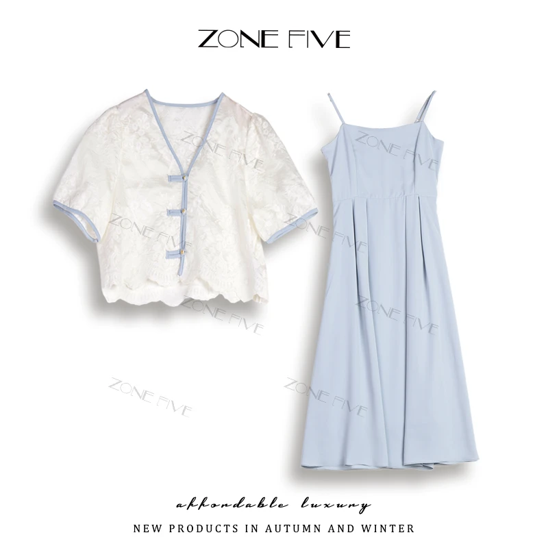 【ZONE FIVE】连衣裙衬衫女装套装上衣夏季汉元素中国风气质小众