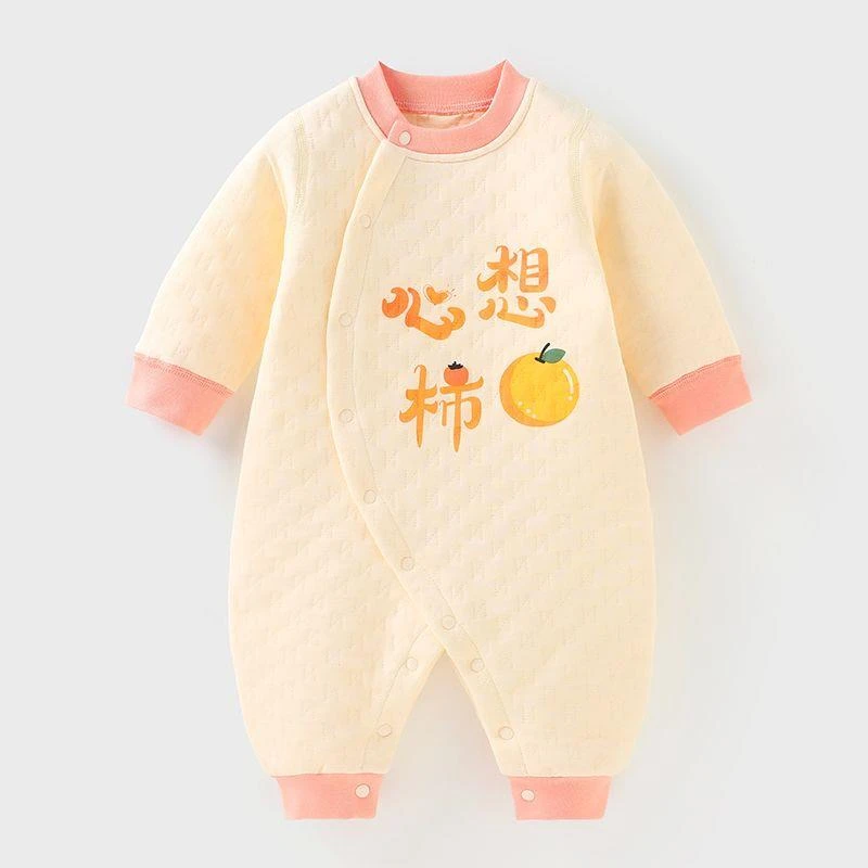 新生儿春秋装夹棉连体衣无骨男女宝宝哈衣长袖爬服婴儿可爱衣服