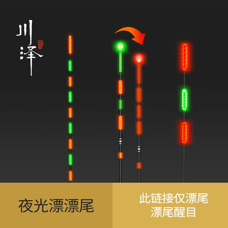 川泽漂尾专用夜光/电子漂尾/重力感应变色尾/咬钩变色夜光漂尾