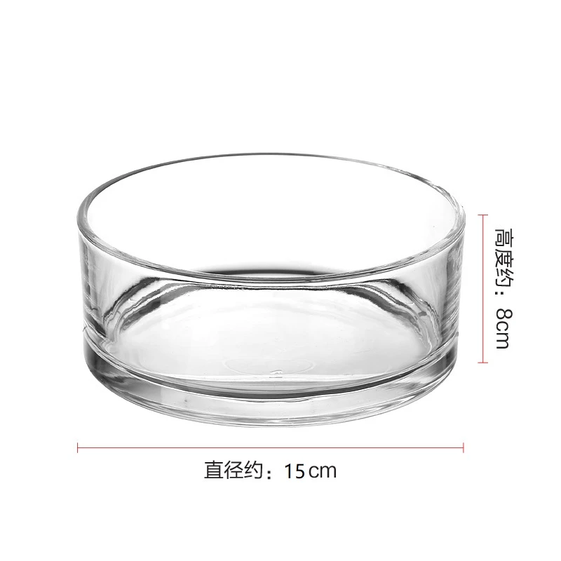 加重加厚圆形玻璃花瓶透明水培多肉植物铜钱草睡莲客厅大号矮花盆