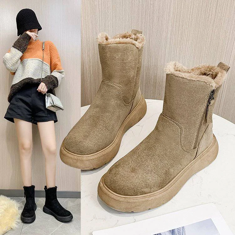 雪地靴女保暖马丁靴女2025新款秋冬季百搭加厚短靴爆款加绒棉鞋子