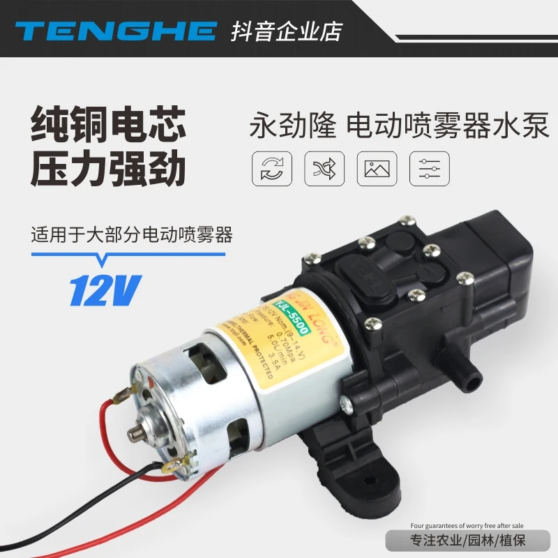 12V电动喷雾器水泵YJL-2203/4200/5500型铜线马达背负式配件高压