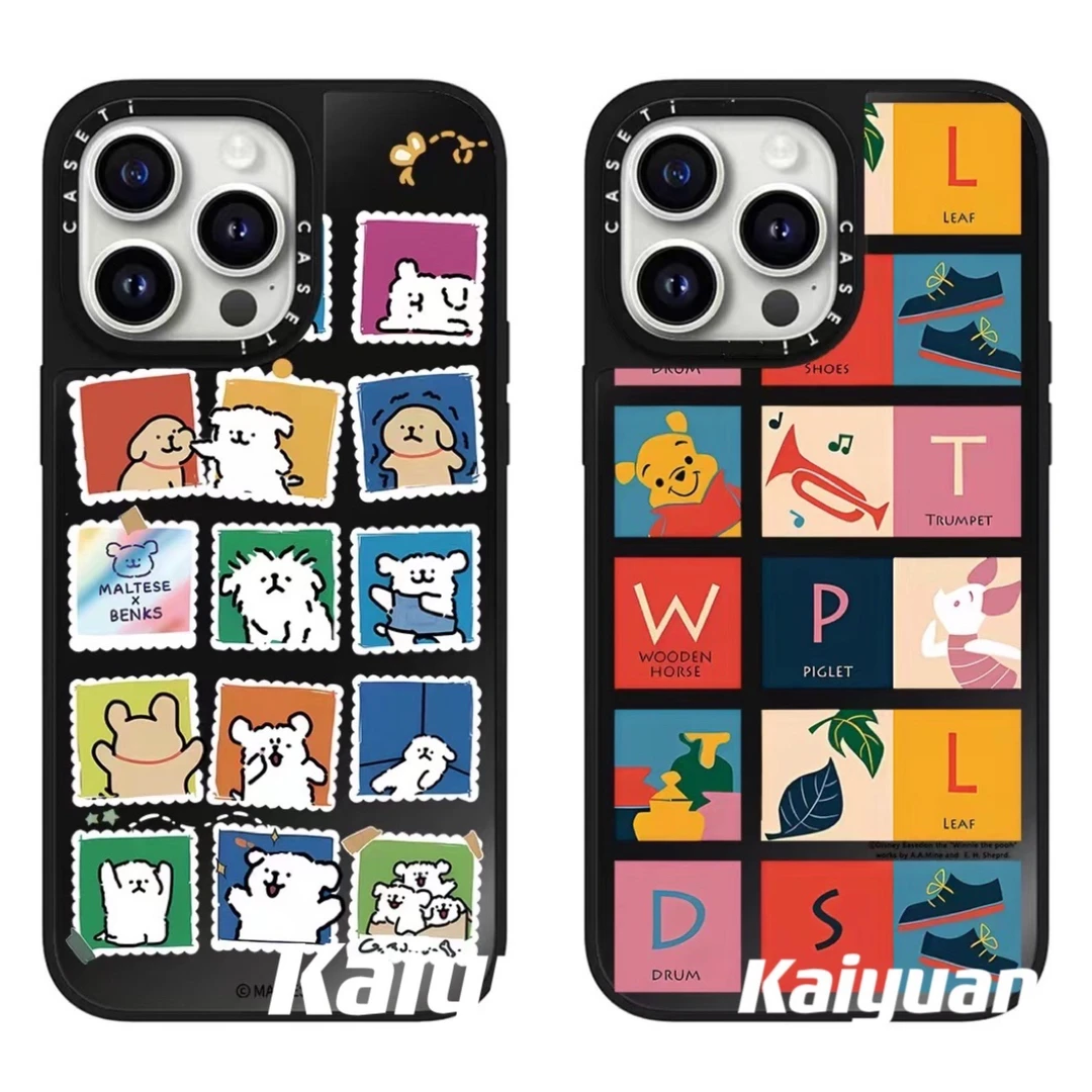 KZL【联名款超高磁吸】ins邮票小狗/维尼熊苹果15Promax手机壳全包