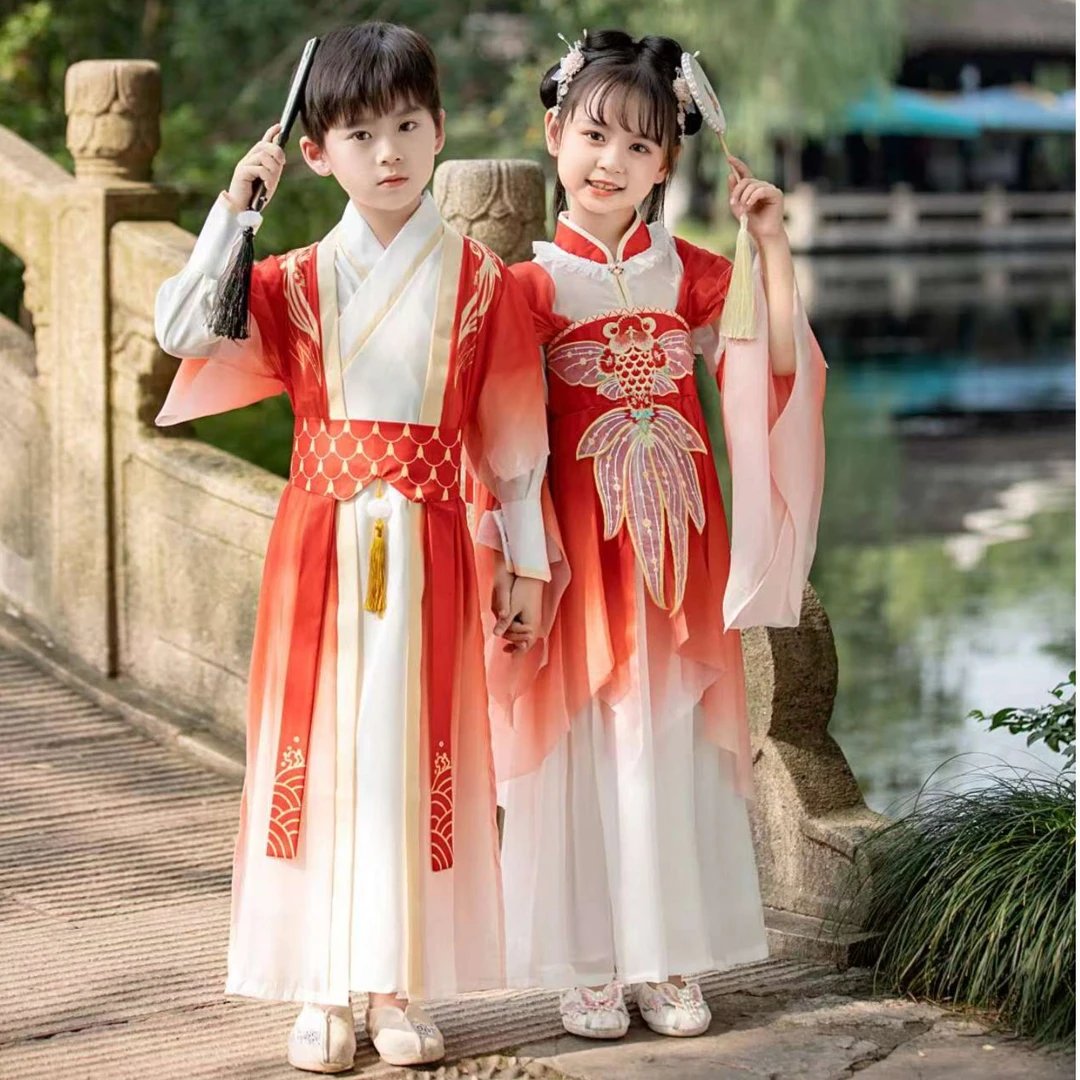 儿童汉服男女童春秋唐装女童中国风古装国风古装汉服童装国学服装
