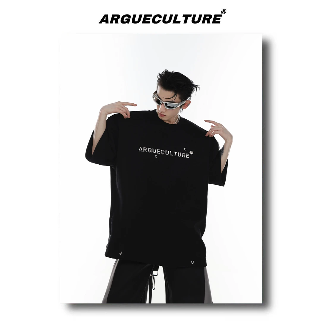 ArguE CulturE原创小众金属立体印花垫肩短袖宽松廓形设计感半袖