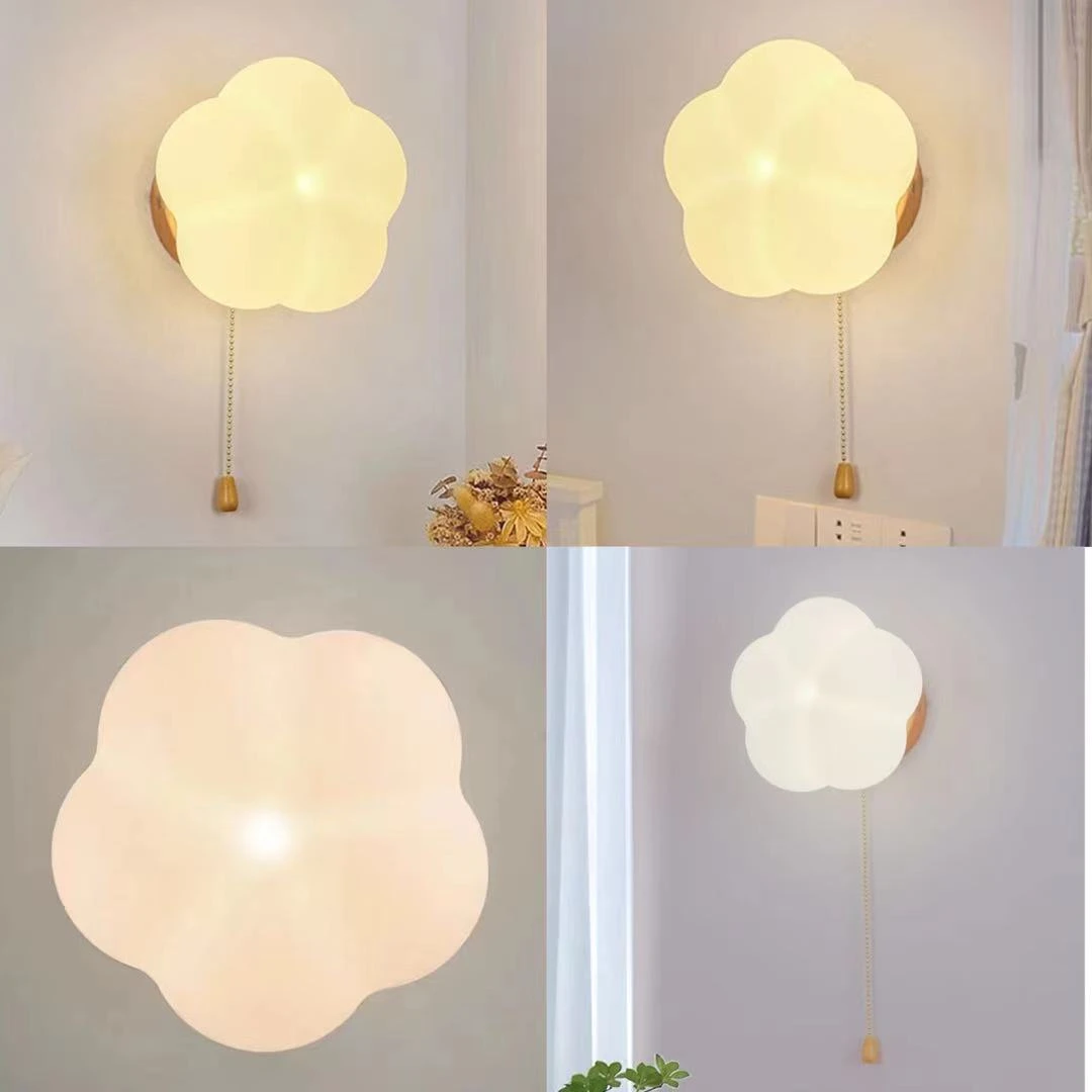 原木奶油风棉花壁灯北欧床头灯温馨现代网红客厅走廊阳台中山灯具