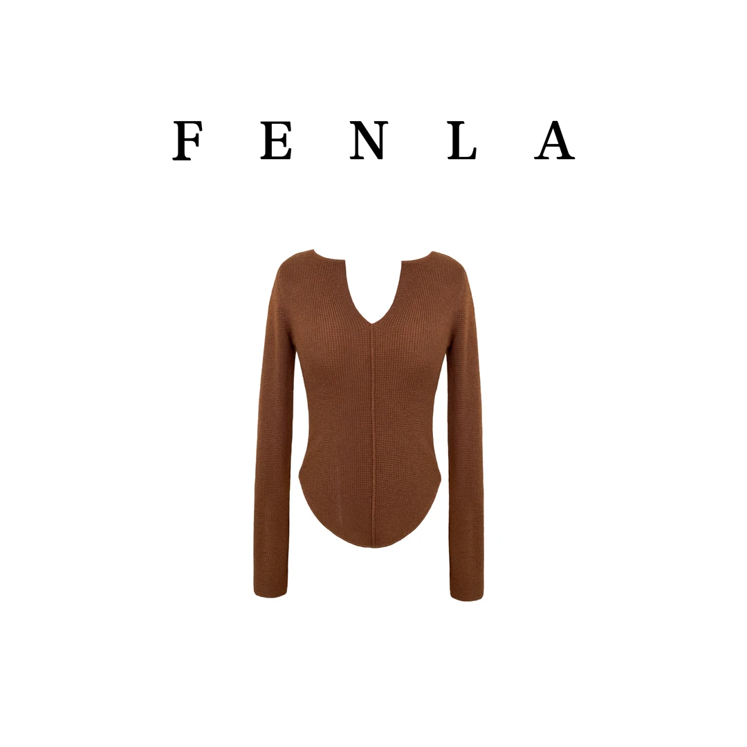 【惠姐私服】美拉德老钱风v领修身毛衣上衣 82375