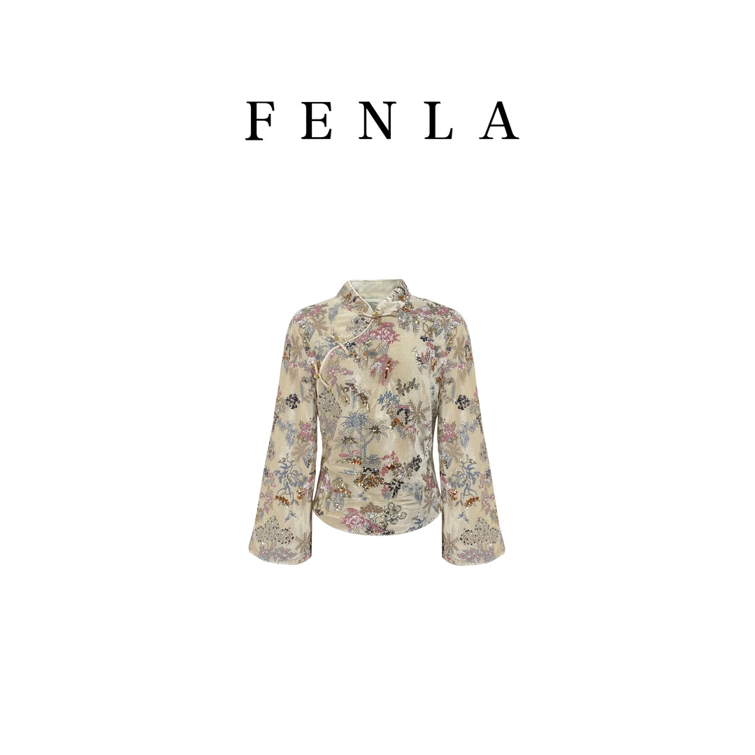 【惠姐私服】新款国风新中式上衣女重工亮片刺绣设计上衣 83210