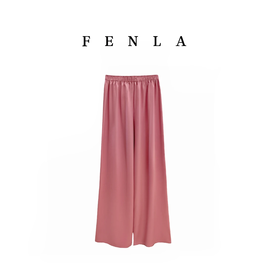 【惠姐私服】夏季高腰宽松垂醋酸高级感直筒阔腿休闲长裤  82202