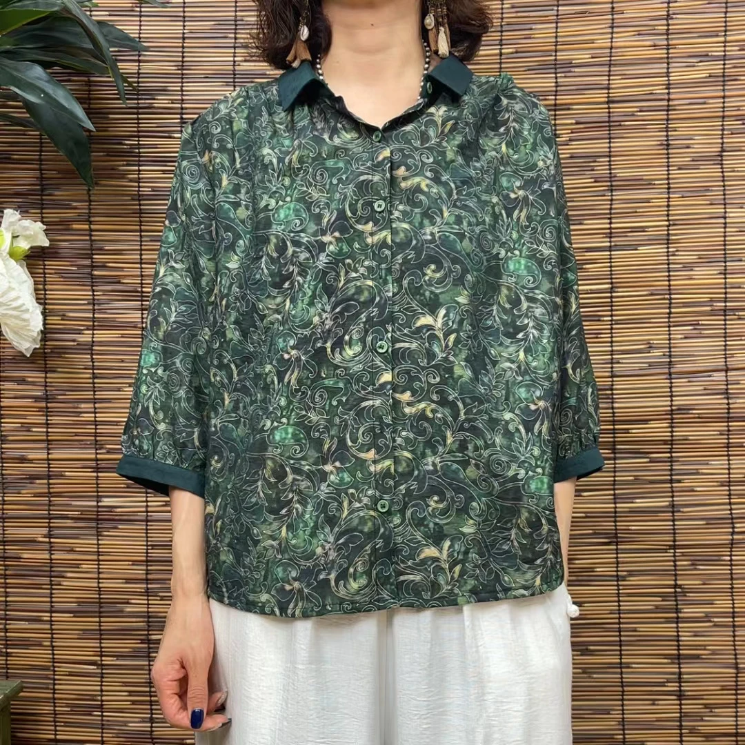 3901新款春夏时尚优雅减龄苎麻T恤小衫QZ