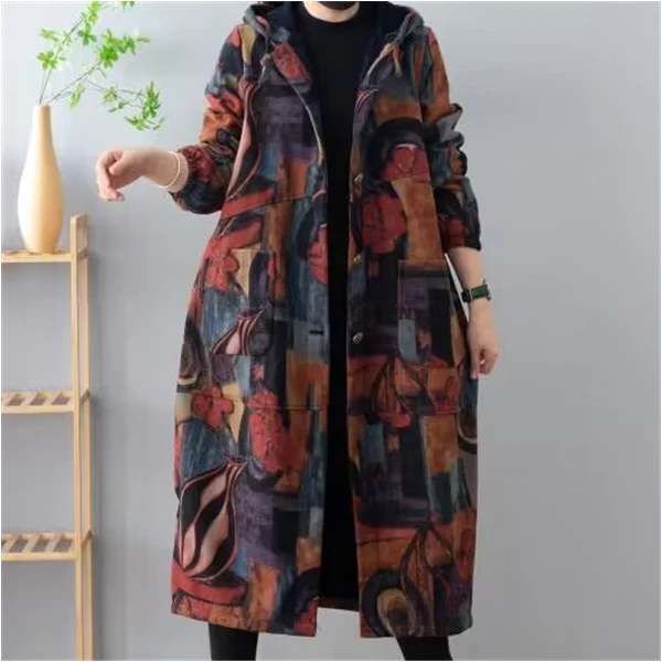 6808新款加绒加厚秋冬洋气减龄时尚风衣外套QZ