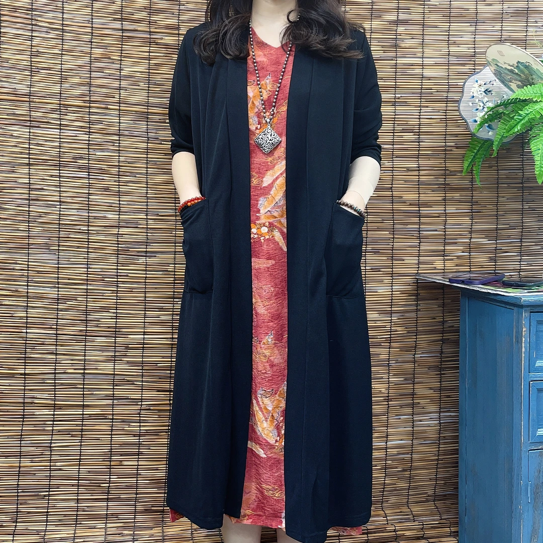 6806新品新款女式长款外穿披肩宽松洋气风衣百搭显瘦减龄外套