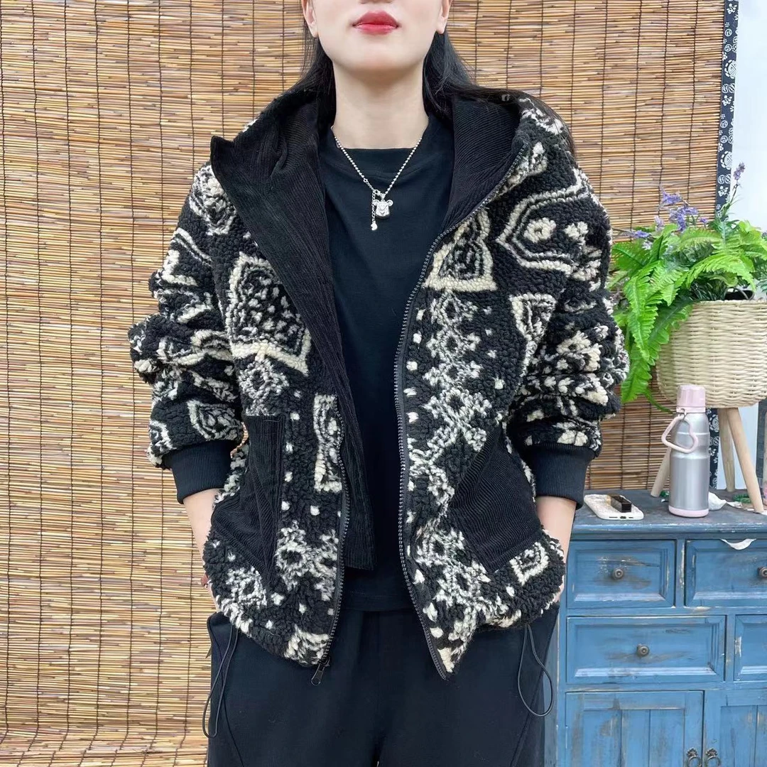 6204新款秋冬休闲百搭减龄上衣加厚连帽外套