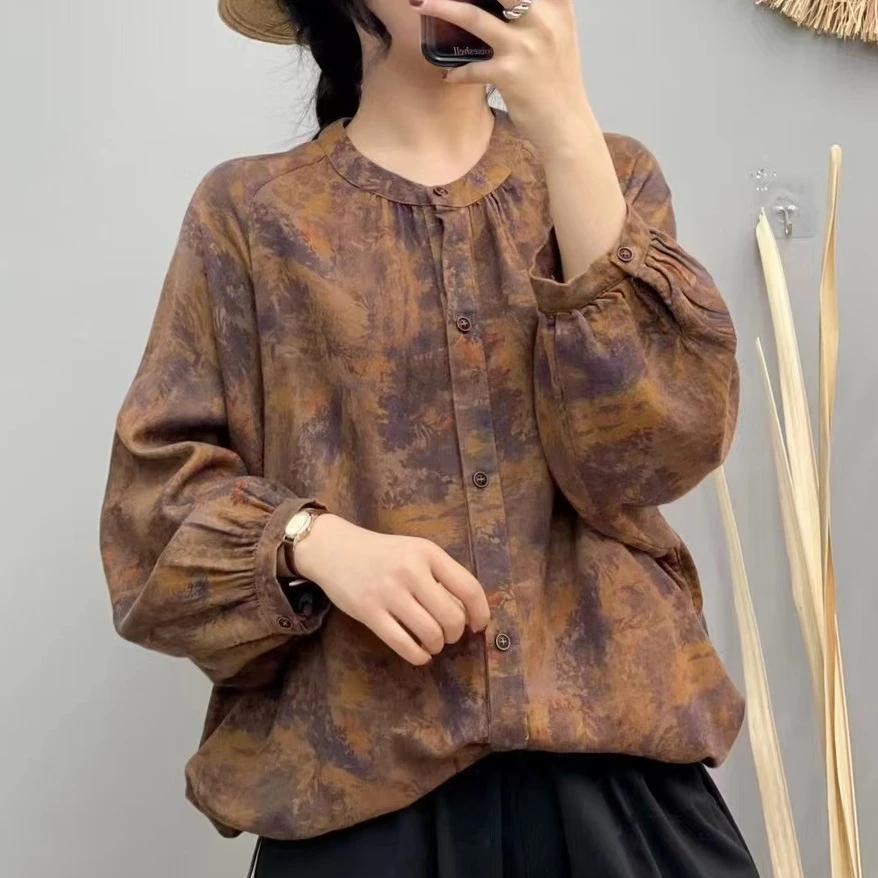 4938新款早秋印花宽松休闲百搭开衫上衣