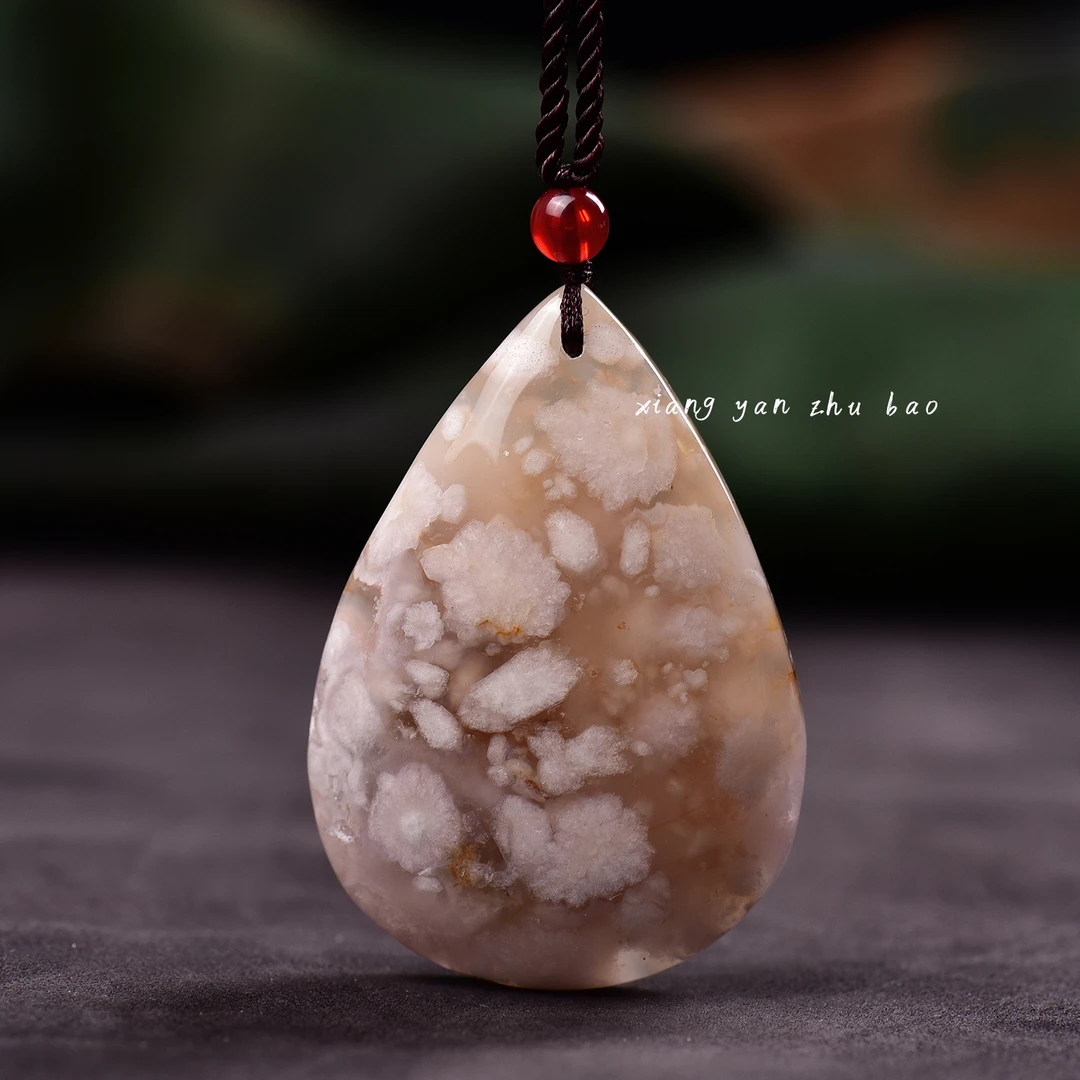 天然樱花玛瑙大水滴吊坠 L451—多样性发
