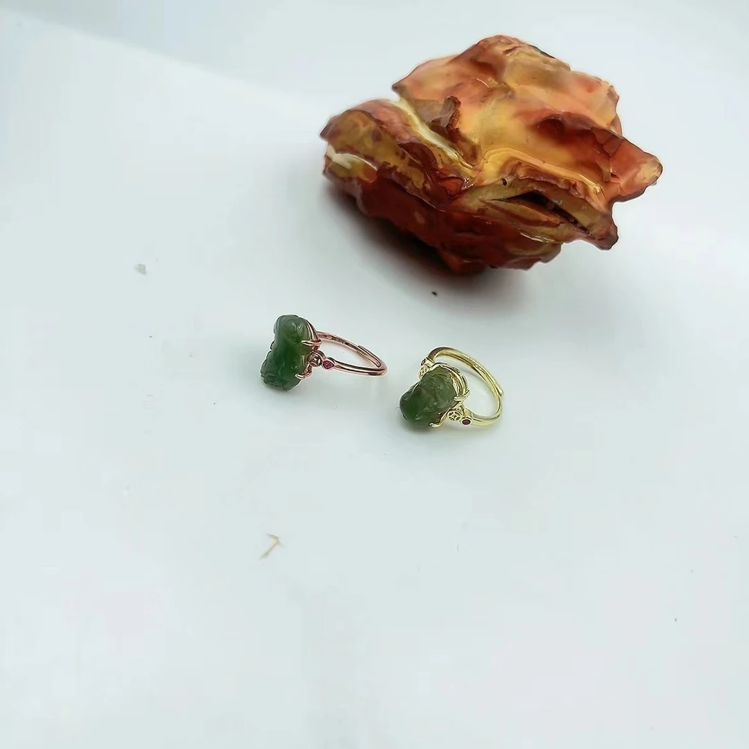 天然和田玉貔貅戒指 H174—多样性发一件