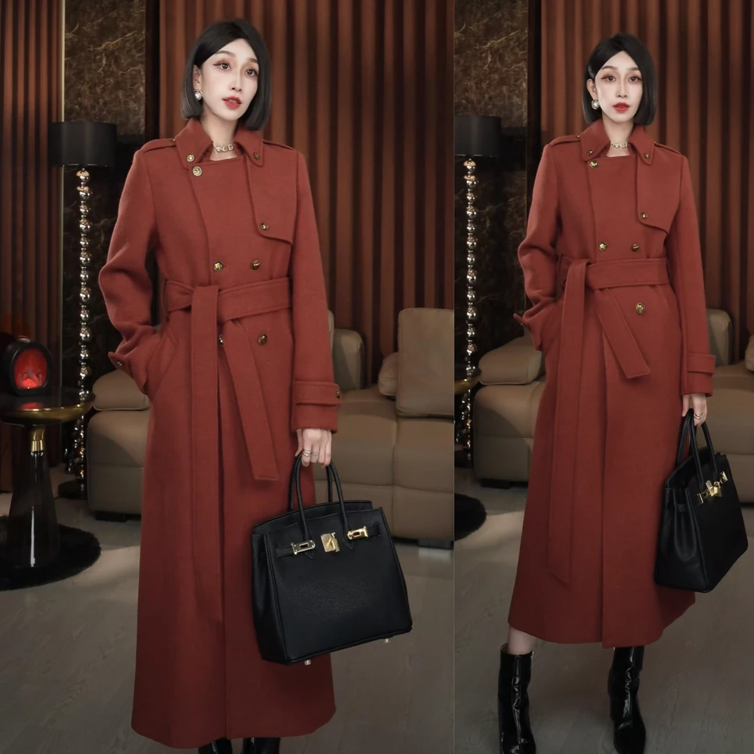 【红韵华裳】金爷设计师轻奢气质显瘦时尚毛呢秋冬大衣A43234W