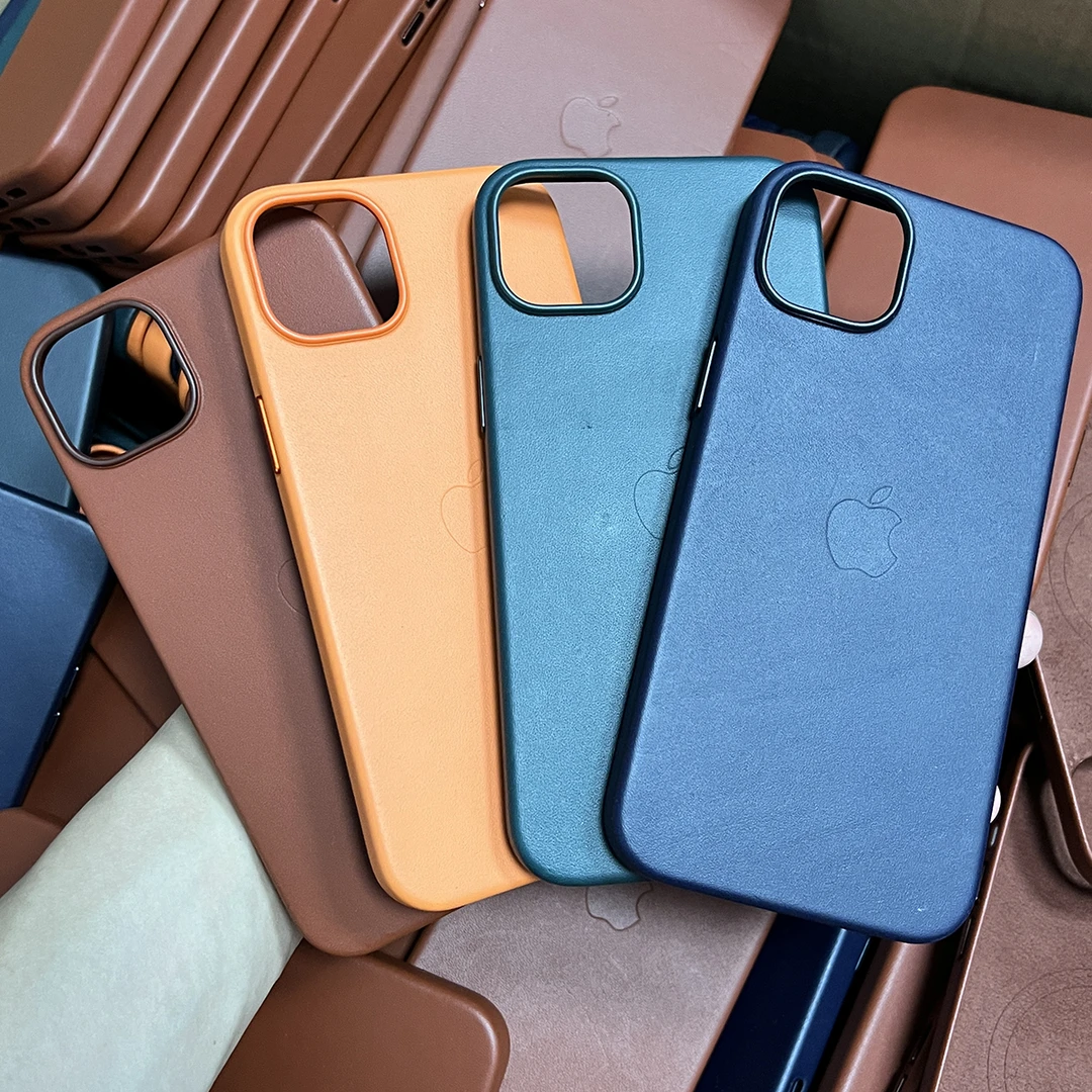9新 Apple/苹果 14/14plus原装真皮革手机壳保护套iPhone皮质外壳