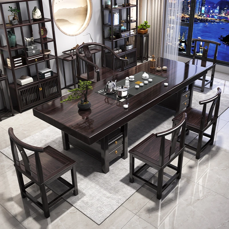 实木大板茶桌椅组合独立茶水柜茶台客厅干泡湿泡功夫泡茶台办公室