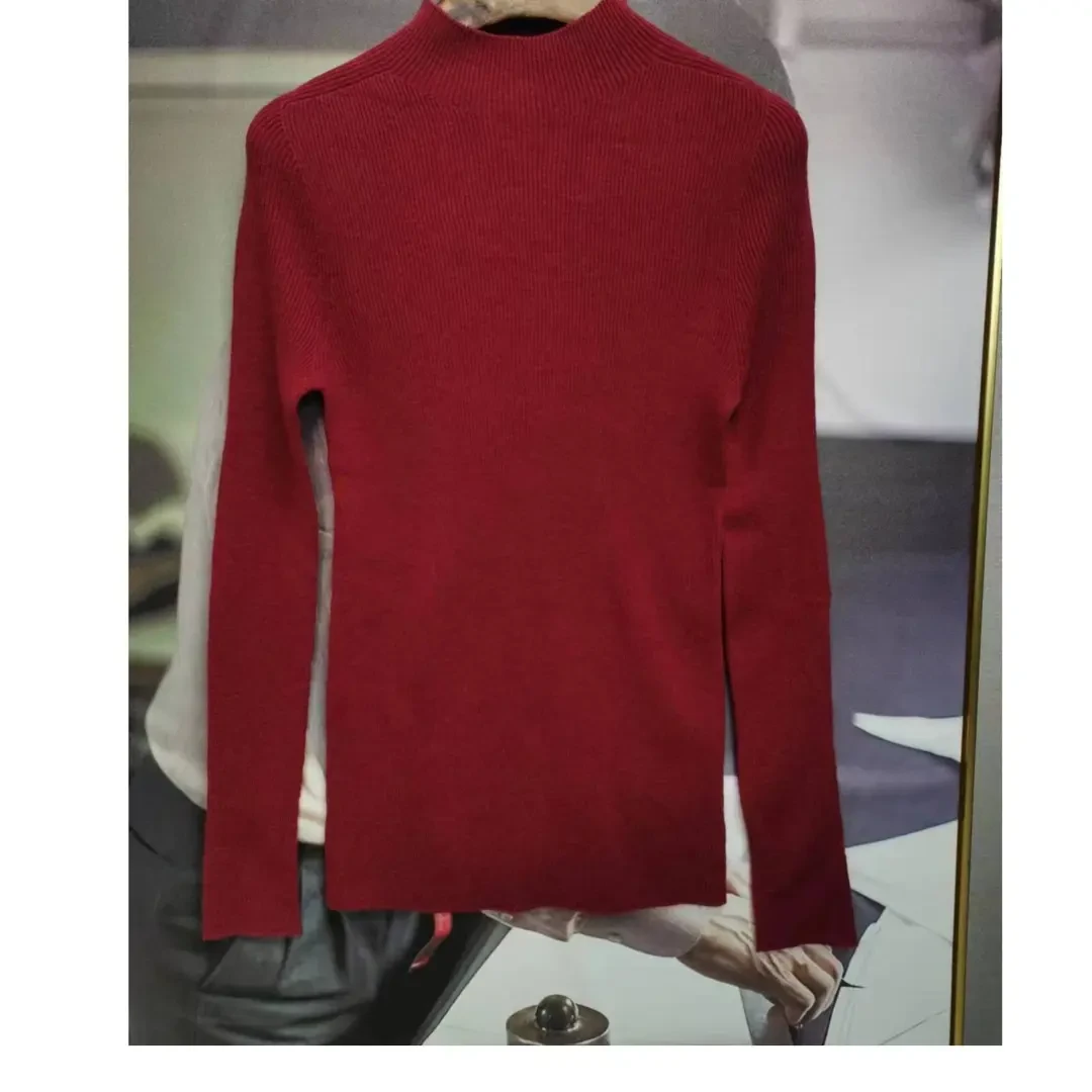 悦享女装2023冬季新款超好看软糯半高领亲肤舒适毛针织衫打底毛衣