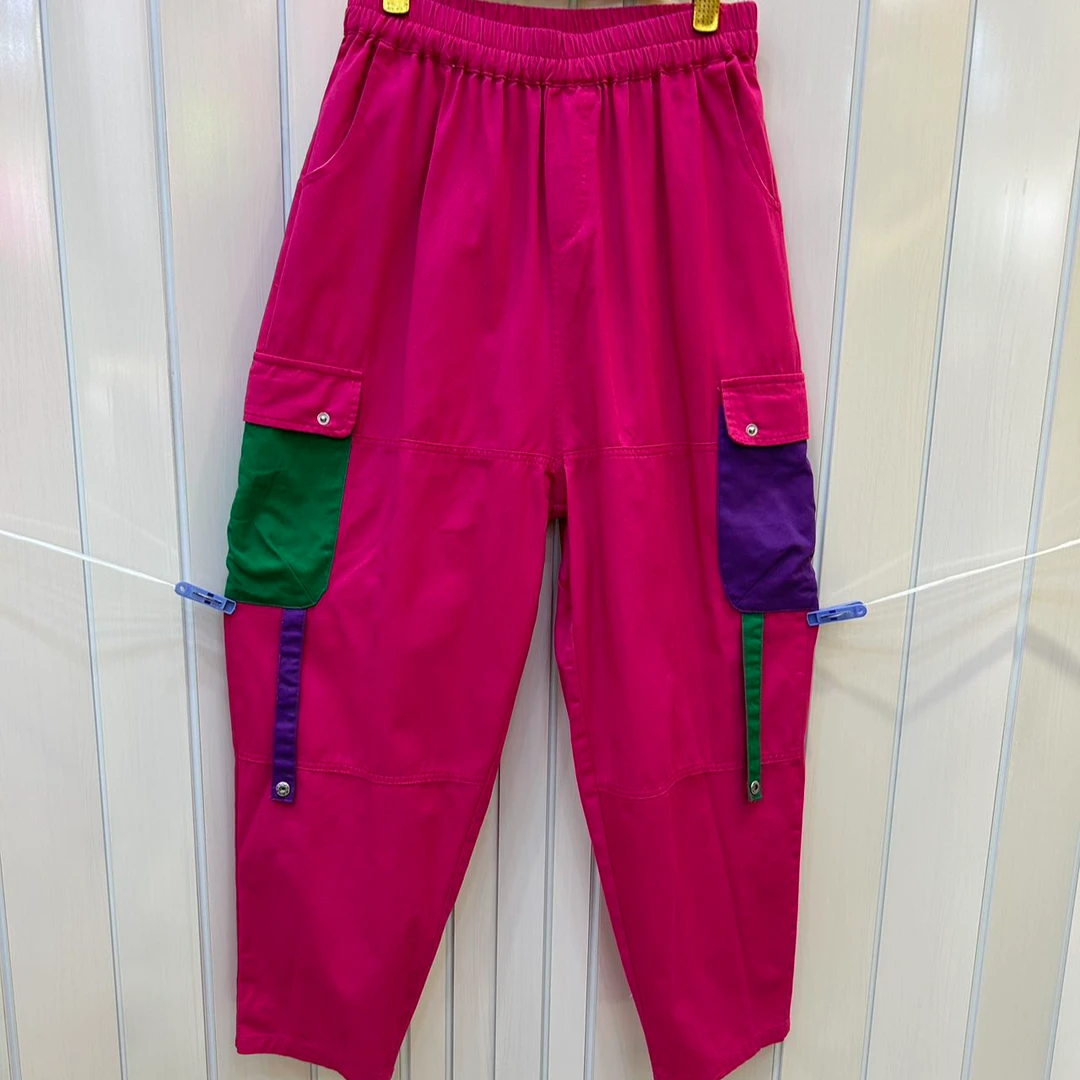 2025女士夏季时尚百搭宽松拼接休闲裤