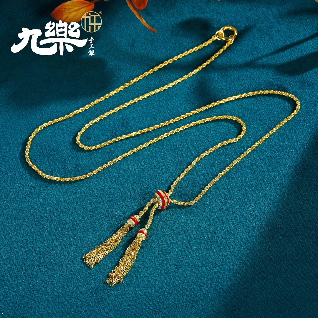 镀金流苏麻花抽拉项链约14g（厂家无货）