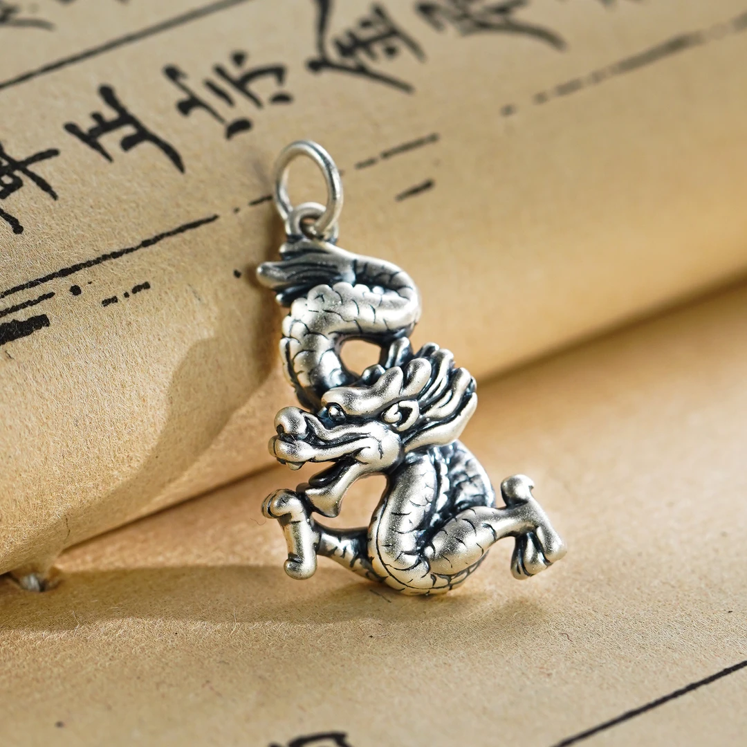 九乐 吊坠足银 999国潮风龙吊坠复古银制品2023新款爆款轻奢小众