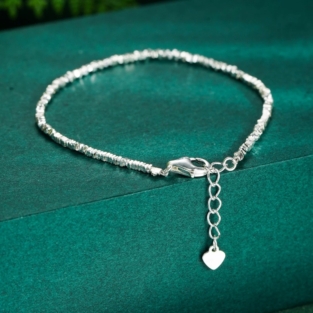 九乐 925银手链 ins风时尚精致方块碎银手链女高级感设计气质手饰