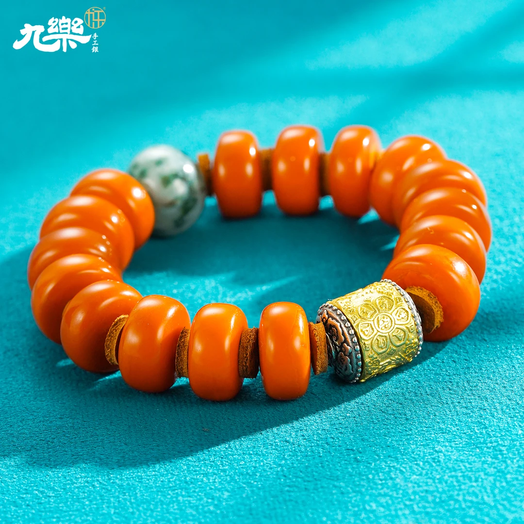 九乐14N六字配件搭15N蜜蜡手串国风复古时尚单圈手饰精美大气轻奢