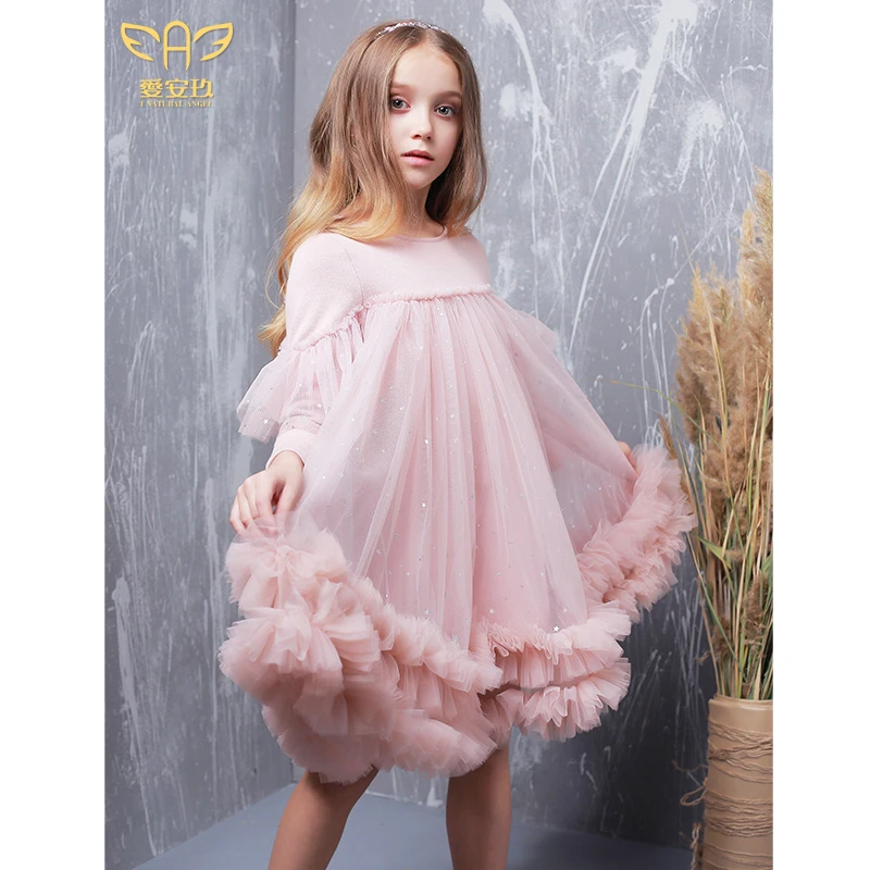 粉色花仙子公主裙女童蓬蓬纱生日订婚连衣裙花童爱莎春夏季AAJ426