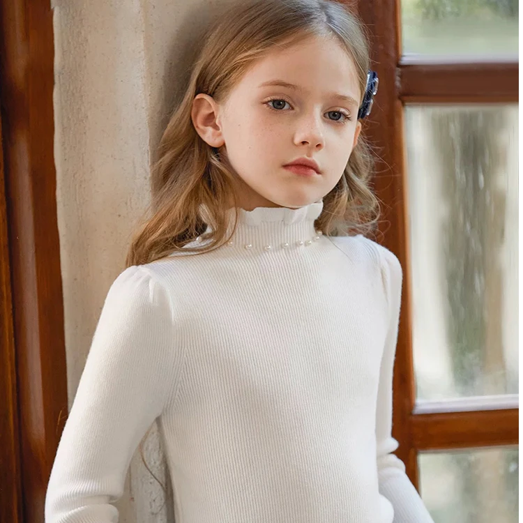 爱安玖小女孩可爱仙气秋冬款打底衫女童百搭小高领AAJ1252