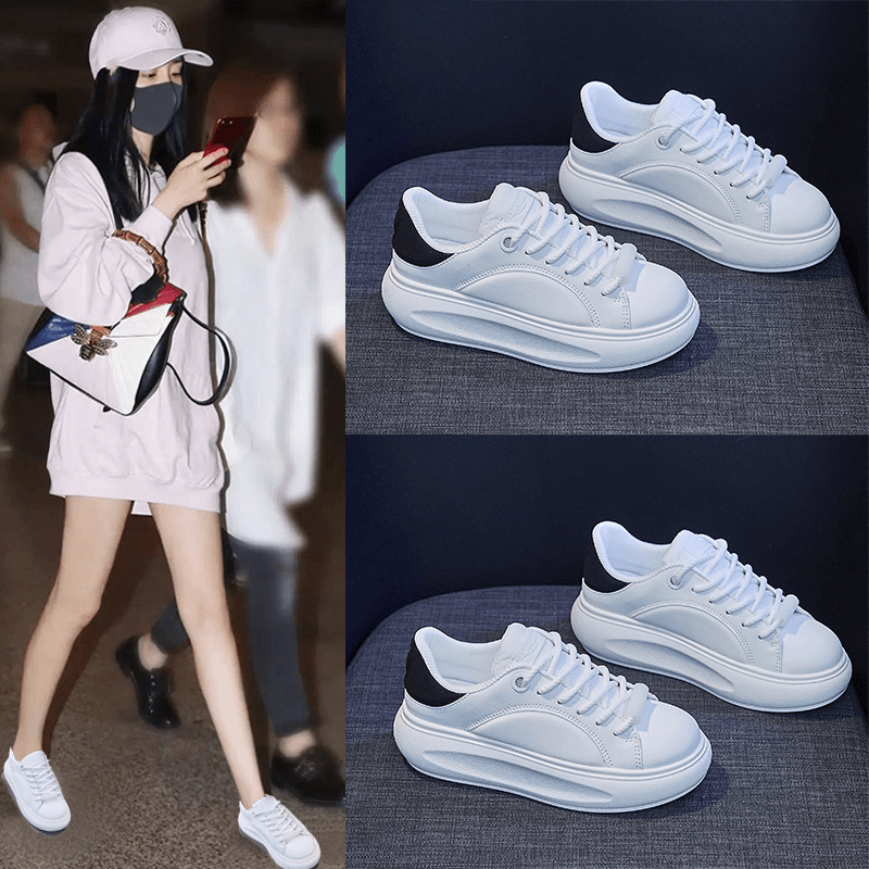 ins韩版小白鞋女2023新款学生板鞋女厚底松糕鞋休闲鞋