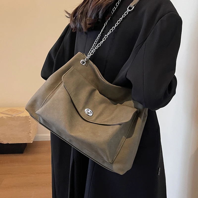 大容量包包女秋冬百搭2023新款休闲链条单肩包质感女士通勤托特包